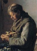 Anna Ancher Fisherman Lars Gaihede carving a stick oil